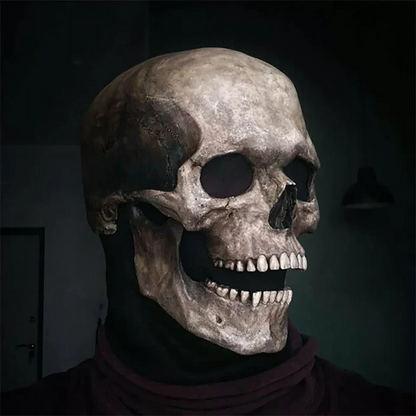 Realistic Skull Mask with Movable Jaw and Full Head Coverage, Soft Flexible Latex