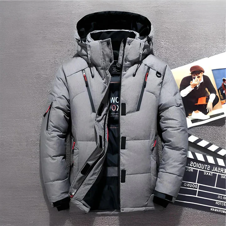 Insulated Jacket with Thermal Lining and Adjustable Hood, Water-Resistant Shell Zolana