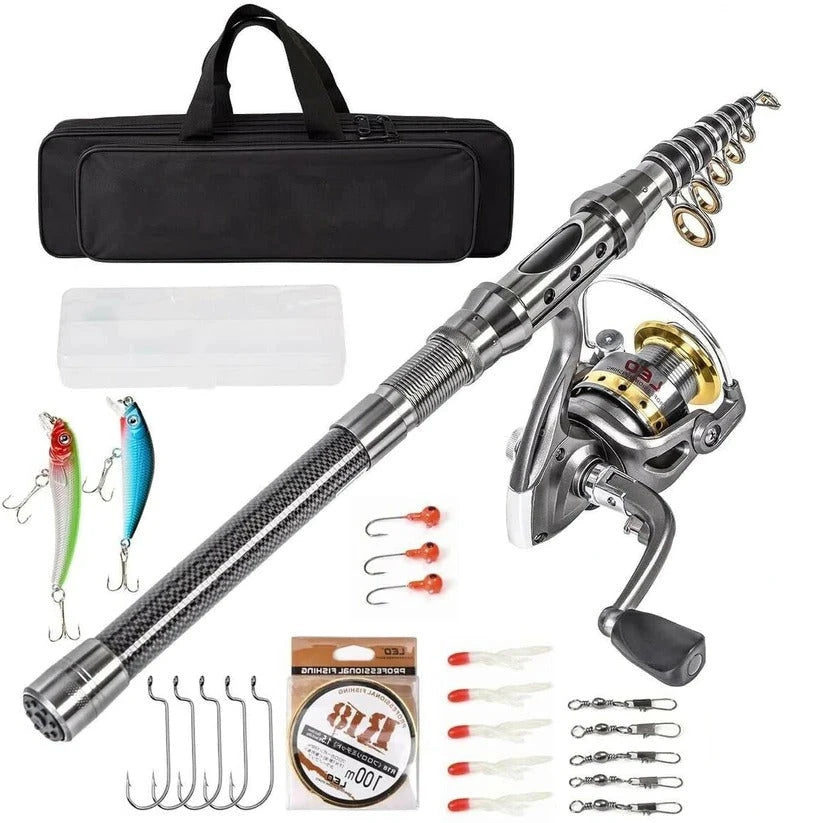 Telescopic Fishing Rod with Spinning Reel and Gear Bag, 100 m Line Tackle Kit Zolana
