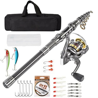 Telescopic Fishing Rod with Spinning Reel and Gear Bag, 100 m Line Tackle Kit Zolana