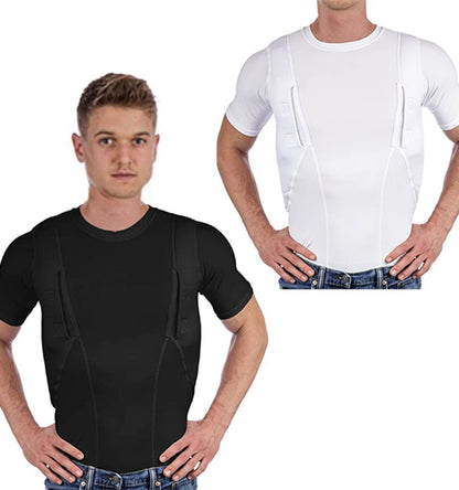Concealed Carry Shirt with Ambidextrous Dual Holsters and Compression Fit, Low-Profile