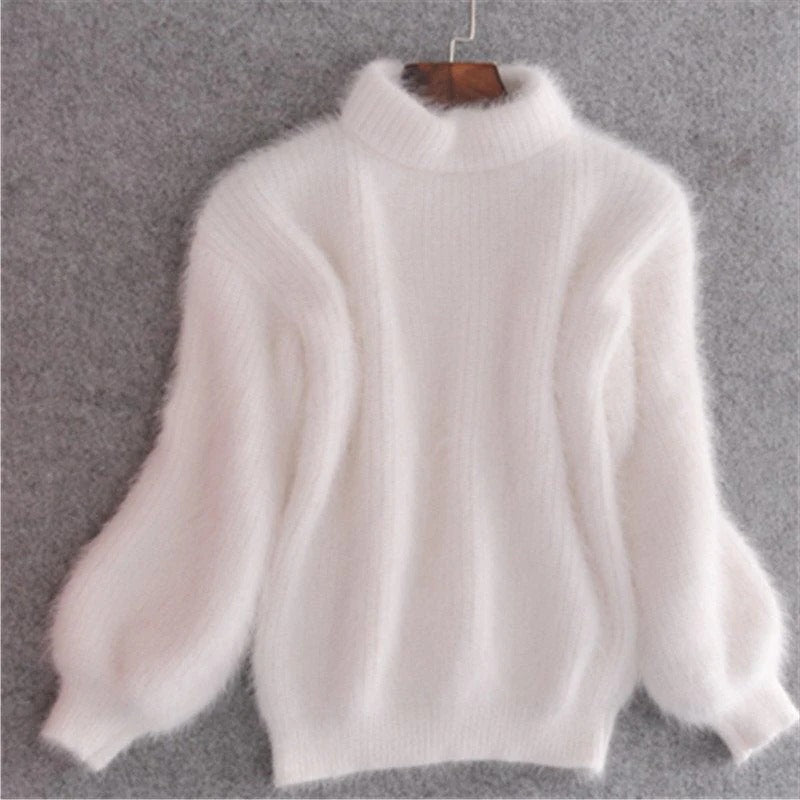 Angora Blend Sweater with Relaxed Fit and Lightweight Warmth, Solid Colors Zolana