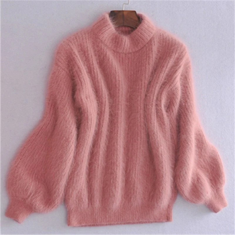 Angora Blend Sweater with Relaxed Fit and Lightweight Warmth, Solid Colors Zolana