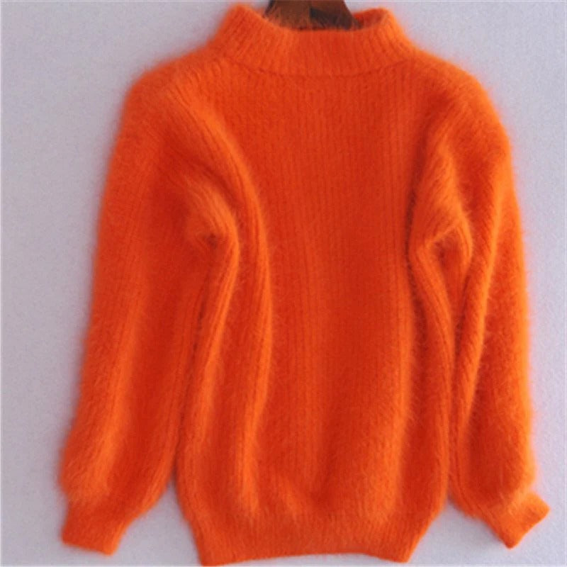 Angora Blend Sweater with Relaxed Fit and Lightweight Warmth, Solid Colors Zolana