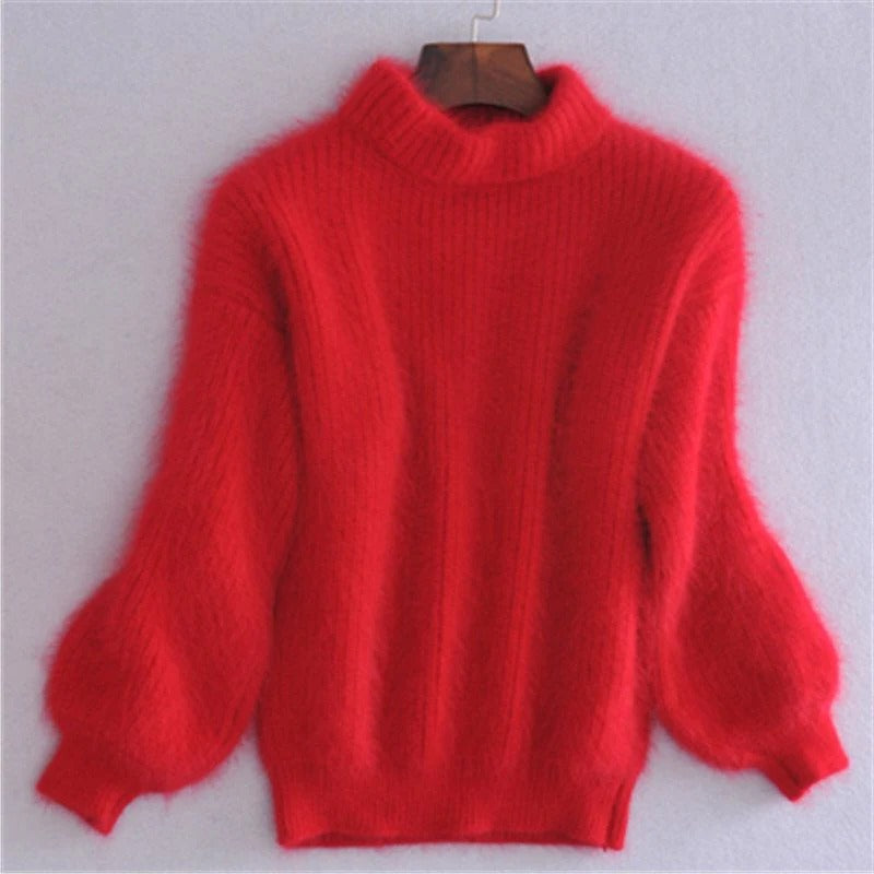 Angora Blend Sweater with Relaxed Fit and Lightweight Warmth, Solid Colors Zolana