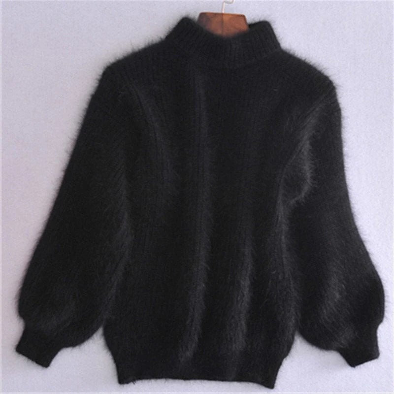 Angora Blend Sweater with Relaxed Fit and Lightweight Warmth, Solid Colors Zolana