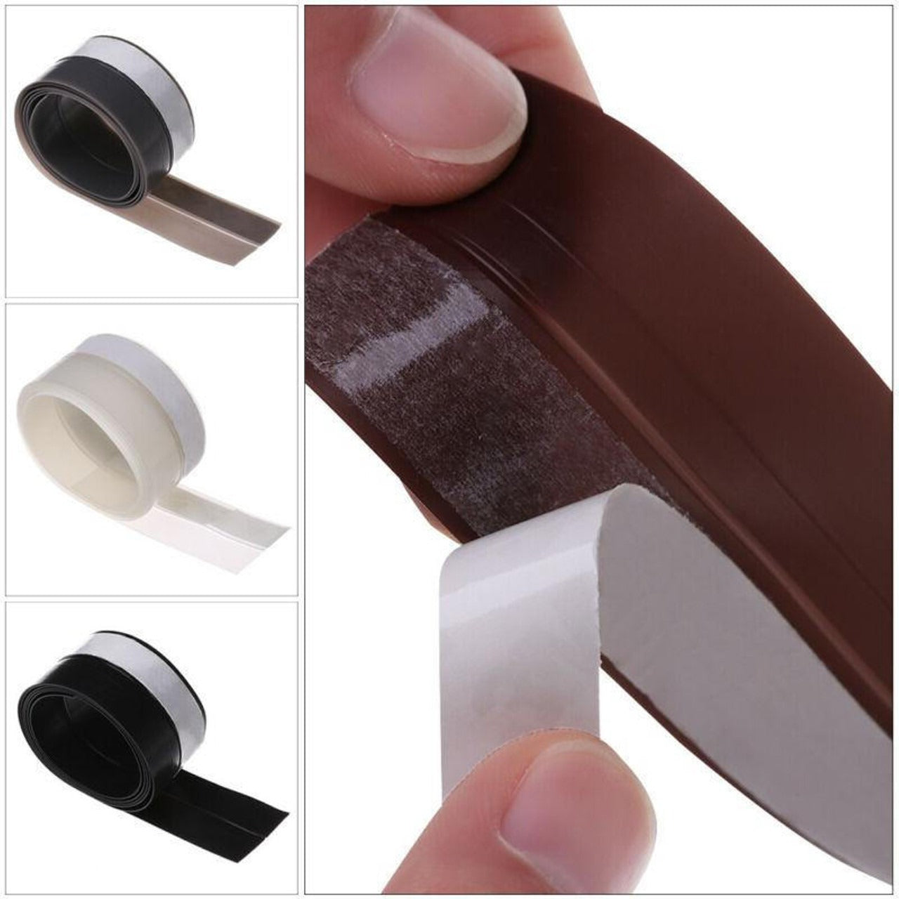 Door Draft Seal with Self-Adhesive Backing and Flexible Transparent Strip, 5m