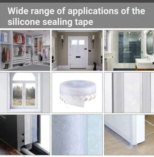 Door Seal Strip with Self-Adhesive Backing and Transparent Flexible Weatherstrip, 5m Length Zolana