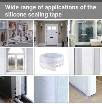 Door Seal Strip with Self-Adhesive Backing and Transparent Flexible Weatherstrip, 5m Length Zolana