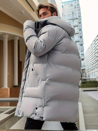 Men's Winter Coat with Water-Resistant Shell and Synthetic Insulation, Multiple Pockets