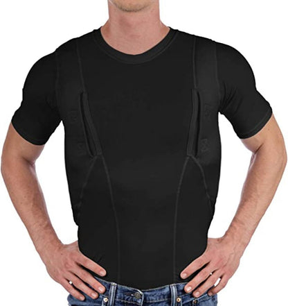 Concealed Carry Shirt with Ambidextrous Dual Holsters and Compression Fit, Low-Profile