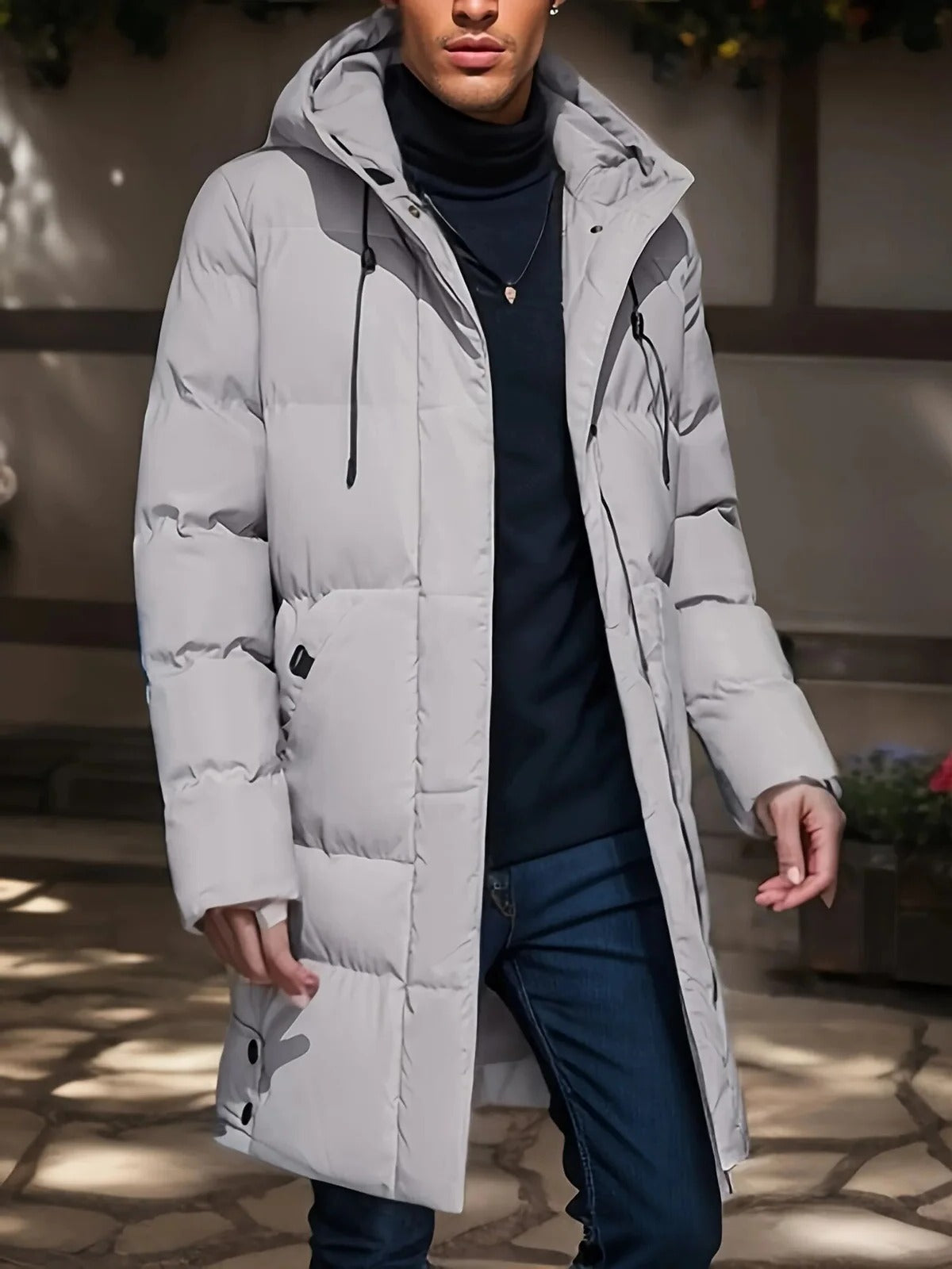 Men's Winter Jacket with Water-Resistant Shell and Insulated Quilted Lining, Mid-Thigh Zolana