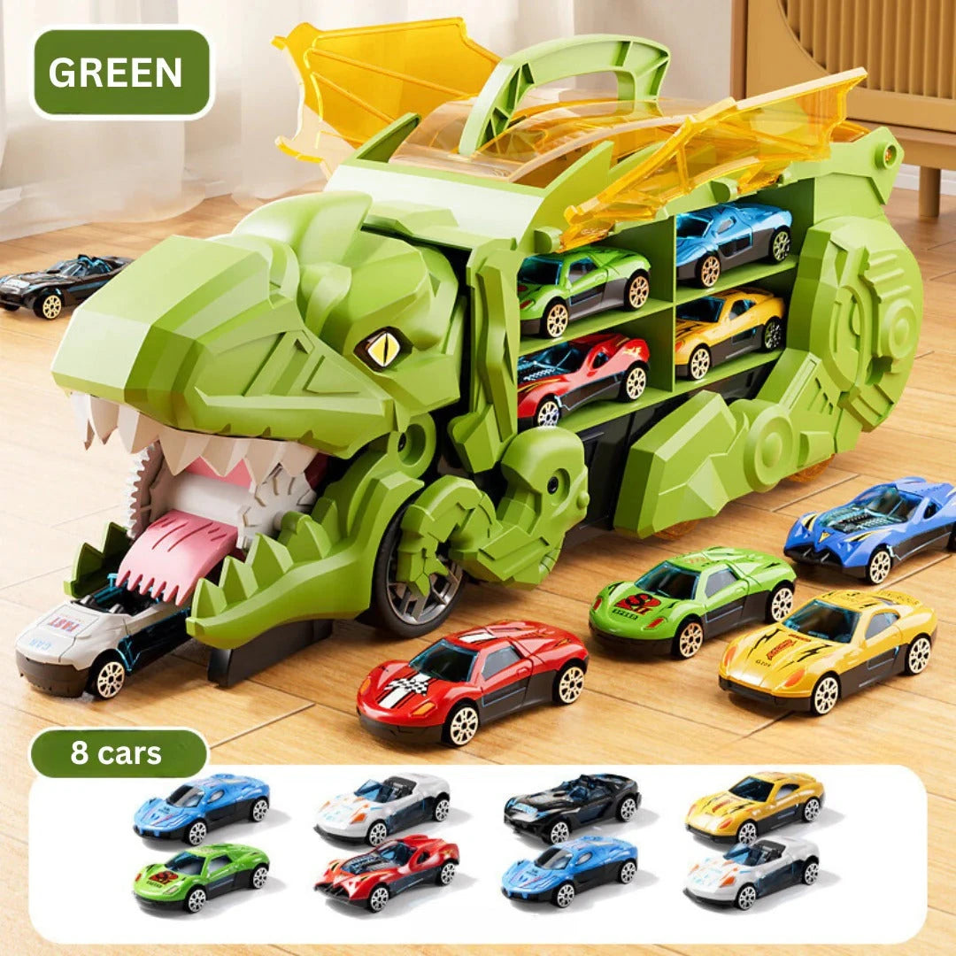 Transforming Dinosaur Truck with Dual Tracks and Built in Storage, Includes 2 Mini Cars Zolana
