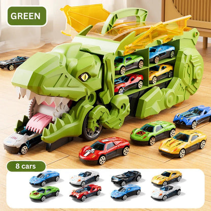 Transforming Dinosaur Truck with Dual Tracks and Built in Storage, Includes 2 Mini Cars Zolana