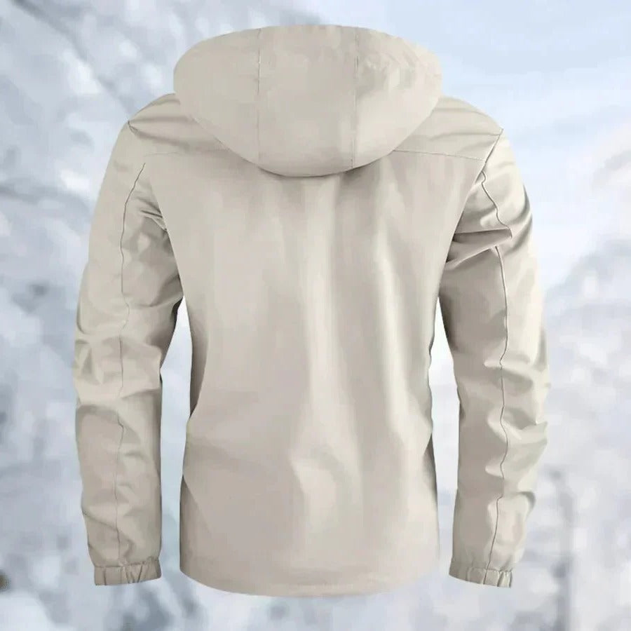 Men's Waterproof Jacket with Breathable Membrane and Detachable Hood, Windproof