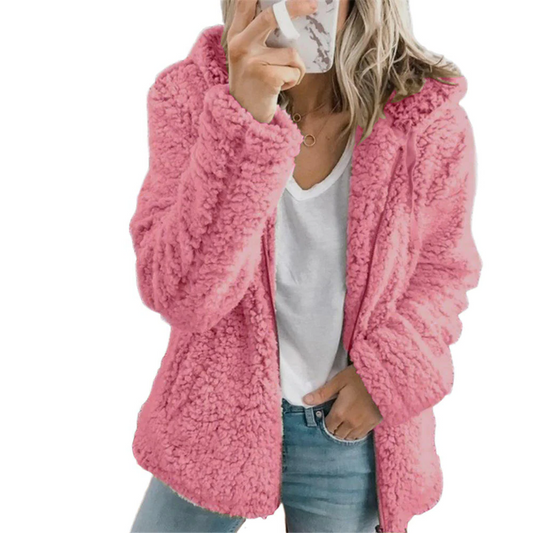 Teddy Coat with Insulated Lining and Front Pockets, Full-Length Zipper
