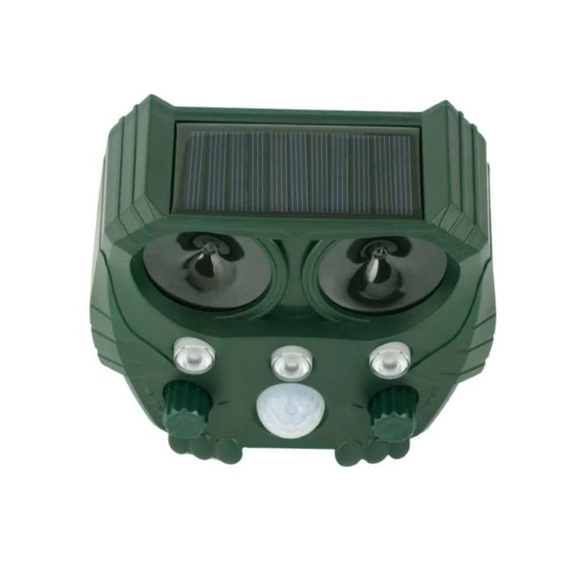 Motion Activated Animal Repellent with Ultrasonic Sound and Flashing Light, Solar Powered