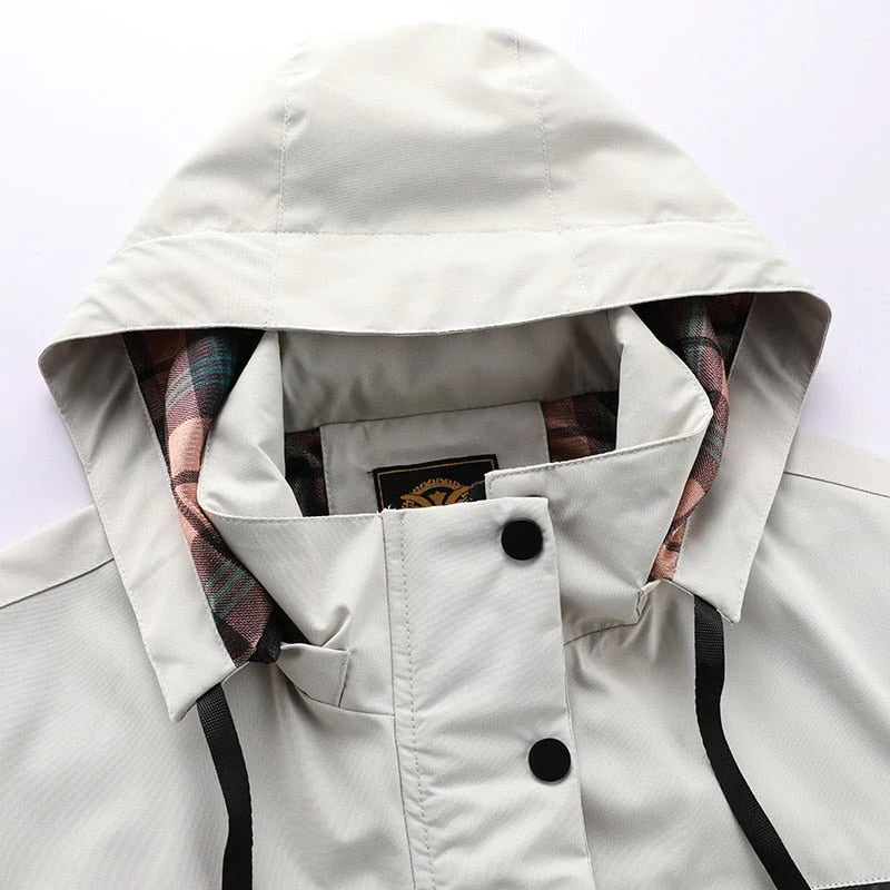 Men's Waterproof Jacket with Breathable Membrane and Detachable Hood, Windproof