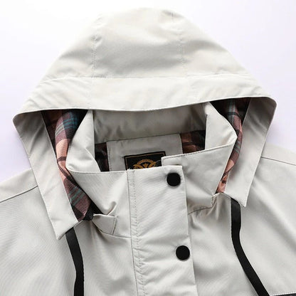 Men's Waterproof Jacket with Breathable Membrane and Detachable Hood, Windproof