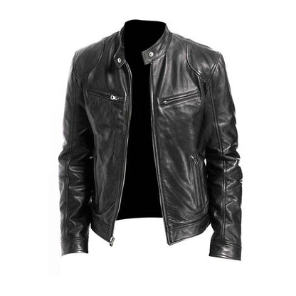 PU Leather Jacket for Men with Soft Polyester Lining and Regular Fit, Breathable Zolana
