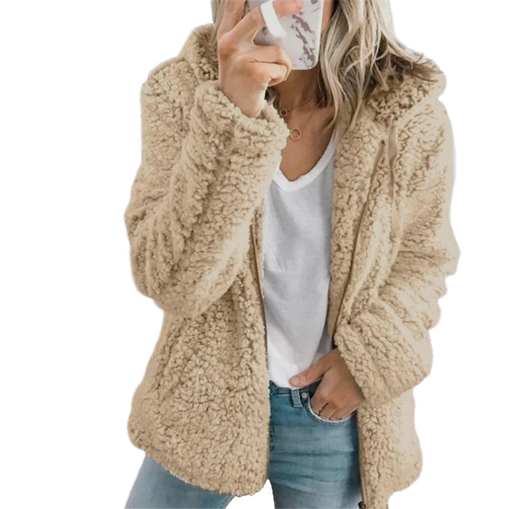 Teddy Coat with Insulated Lining and Front Pockets, Full-Length Zipper