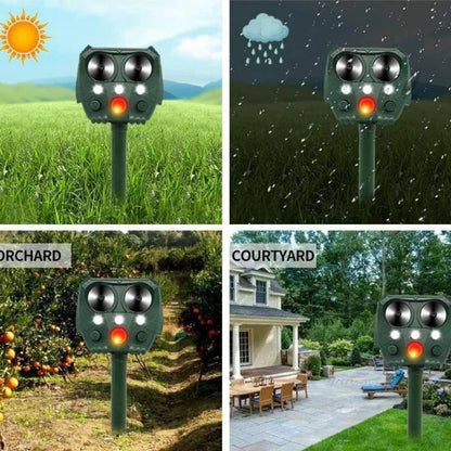 Ultrasonic Animal Repellent with Motion Sensor and Solar Power for Yard, 26 Ft Range