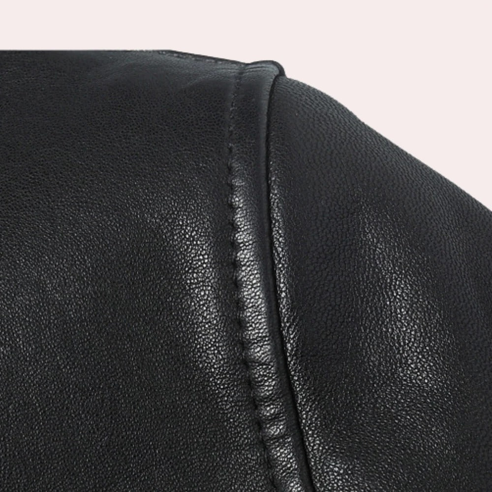 Faux Leather Jacket for Men with Breathable Lining and Tailored Silhouette, Regular Fit