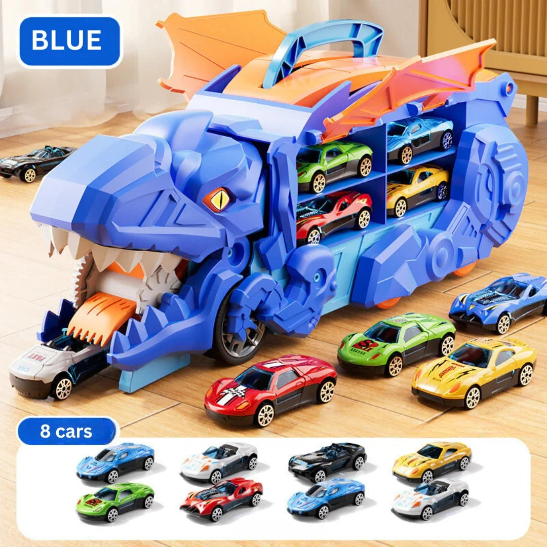 Transforming Dinosaur Truck with Dual Tracks and Built in Storage, Includes 2 Mini Cars Zolana