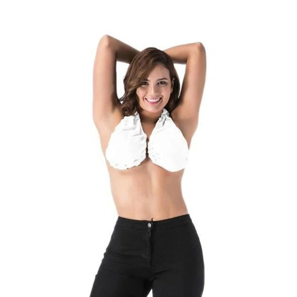 Terry Cloth Bra with Adjustable Back Cord and Wire-Free Support, Moisture-Wicking Fabric