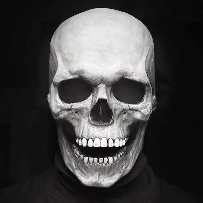 Full Head Skull Mask with Movable Jaw and Hyper Realistic Detail, Flexible Latex Zolana