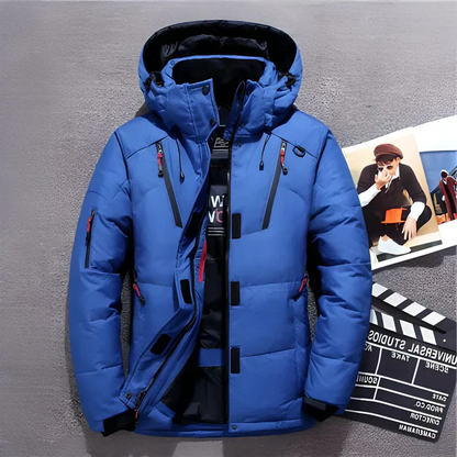 Insulated Jacket with Thermal Lining and Adjustable Hood, Water-Resistant Shell Zolana