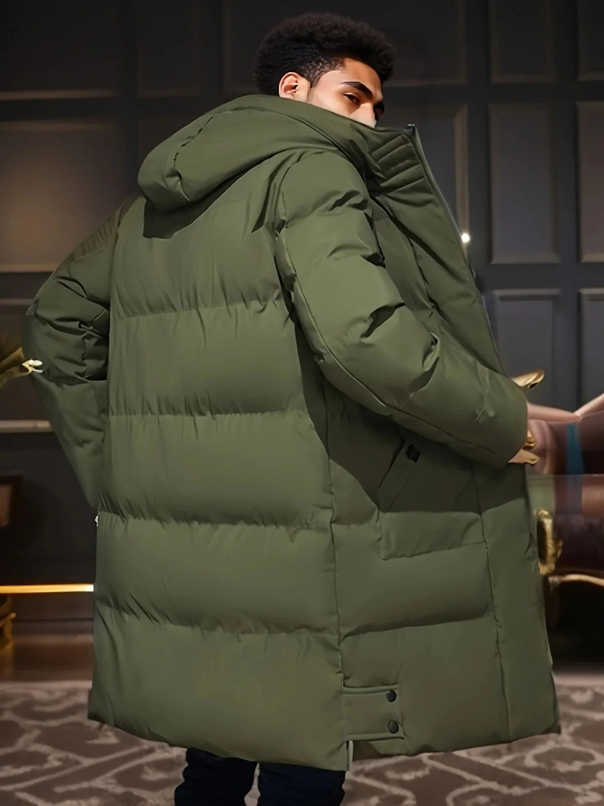 Men's Winter Jacket with Water-Resistant Shell and Insulated Quilted Lining, Mid-Thigh Zolana