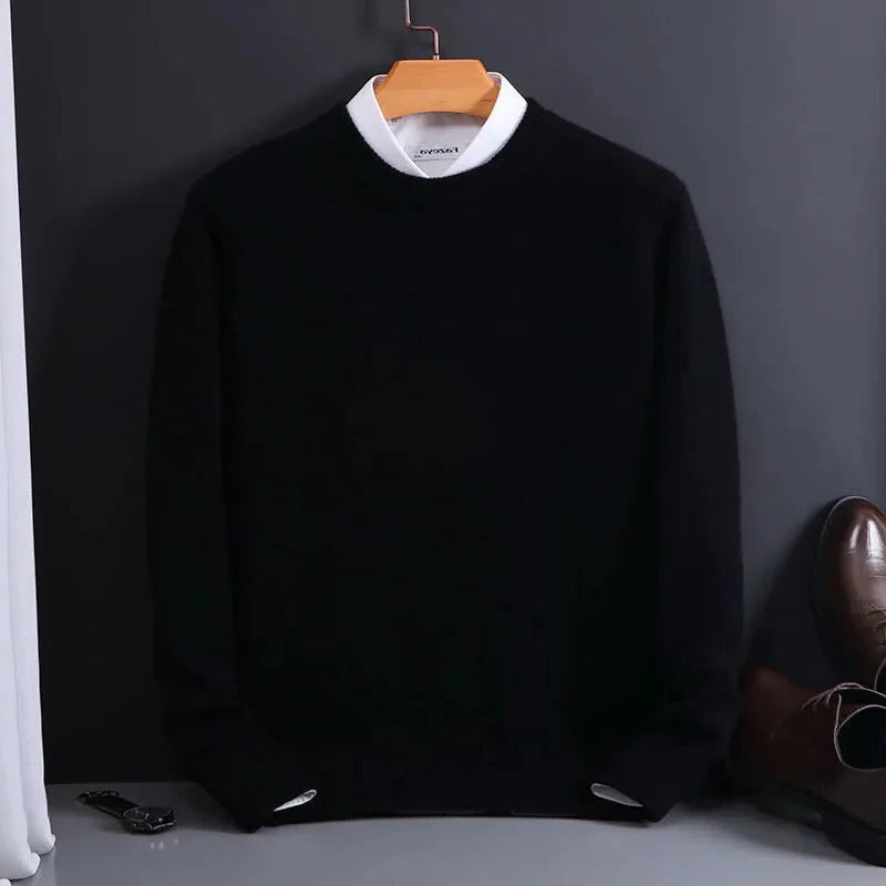 Men's Cashmere-Like Sweater with Tailored Crew Neck and Regular Fit, Lightweight Warmth