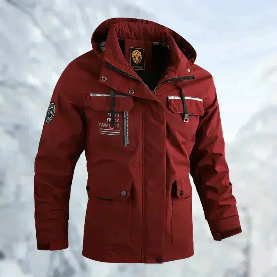 Men's Waterproof Jacket with Breathable Membrane and Detachable Hood, Windproof