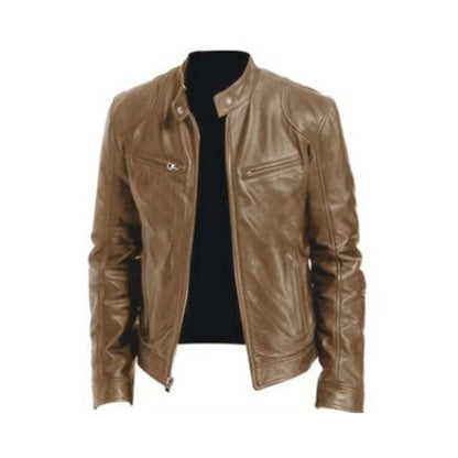Faux Leather Jacket for Men with Breathable Lining and Tailored Silhouette, Regular Fit