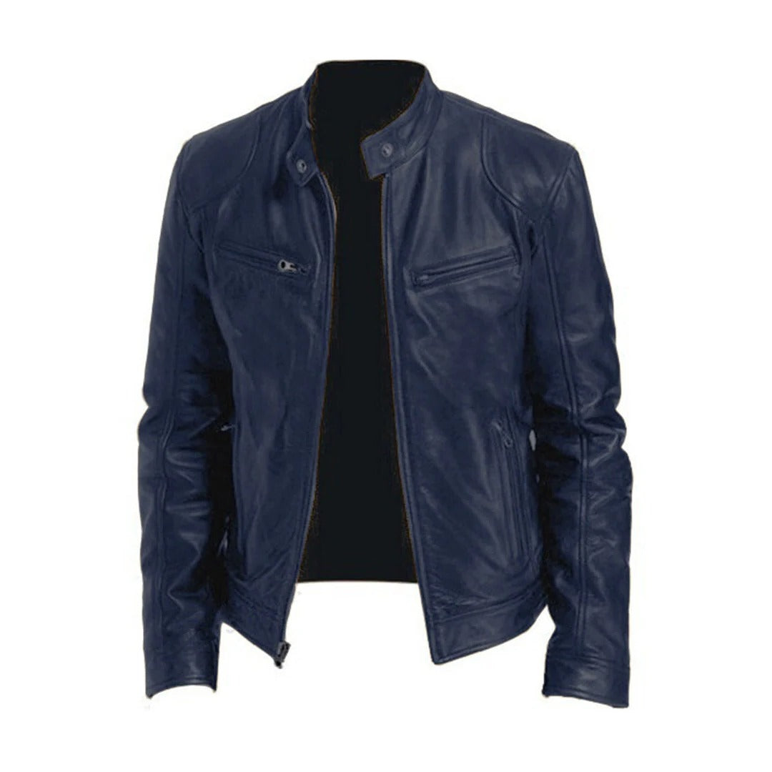 PU Leather Jacket for Men with Soft Polyester Lining and Regular Fit, Breathable Zolana