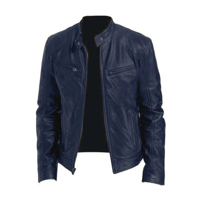 PU Leather Jacket for Men with Soft Polyester Lining and Regular Fit, Breathable Zolana