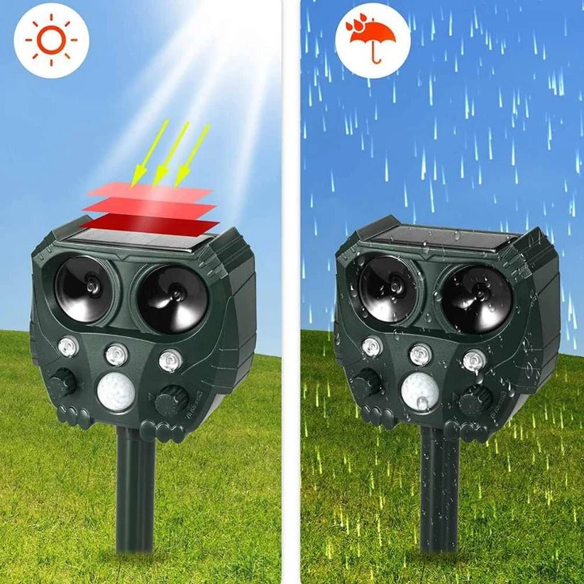 Ultrasonic Animal Repellent with Motion Sensor and Solar Power for Yard, 26 Ft Range