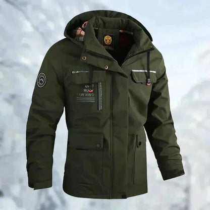 Men's Waterproof Jacket with Breathable Membrane and Adjustable Hood, Packable