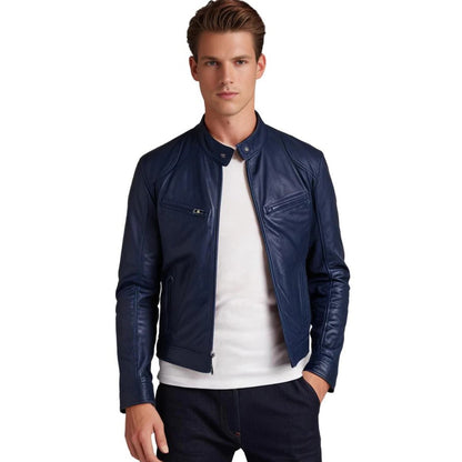 PU Leather Jacket for Men with Soft Polyester Lining and Regular Fit, Breathable Zolana
