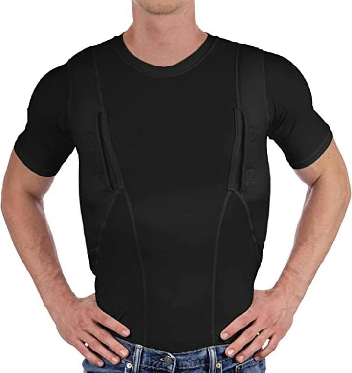 Concealed Carry Shirt with Ambidextrous Holsters and Compression Fit, Breathable Polyester