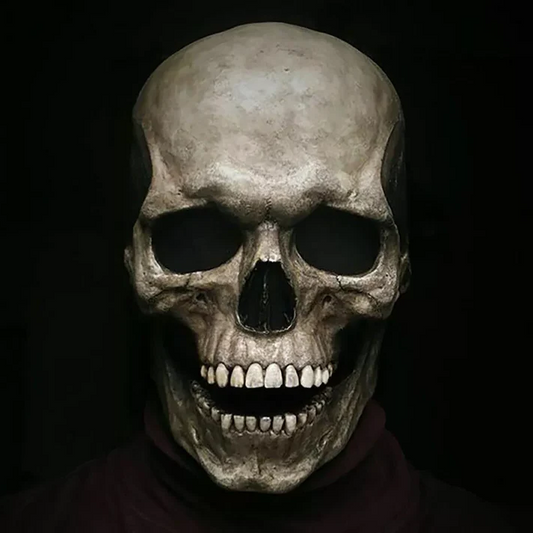 Realistic Skull Mask with Movable Jaw and Full Head Coverage, Soft Flexible Latex