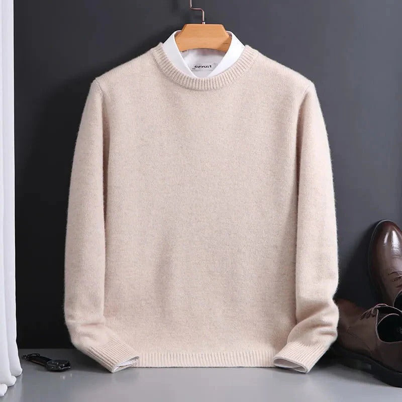 Men's Cashmere-Like Sweater with Tailored Crew Neck and Regular Fit, Lightweight Warmth