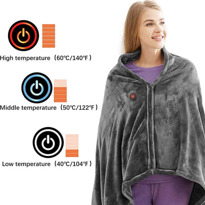 Heated Shawl with USB Power and Three Heat Settings, Removable Machine Wash Cover