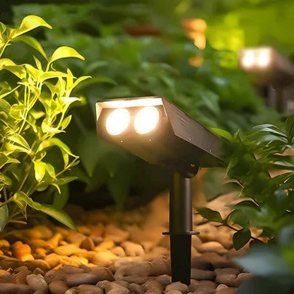 Solar LED Garden Spotlight with Adjustable Zoom Lens and RGB Warm White, Weatherproof Zolana