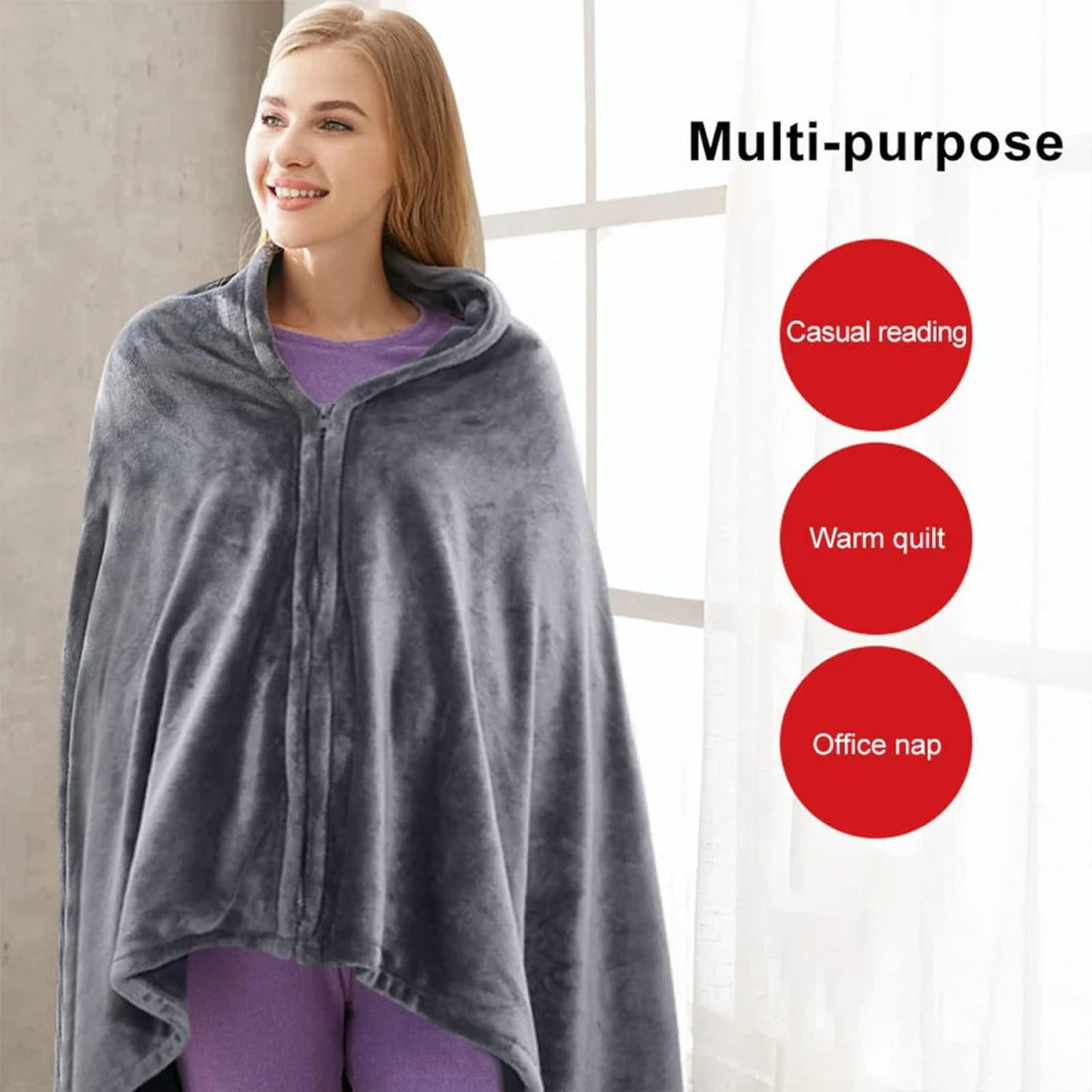Heated Shawl with USB Power and Three Heat Settings, Removable Machine Wash Cover