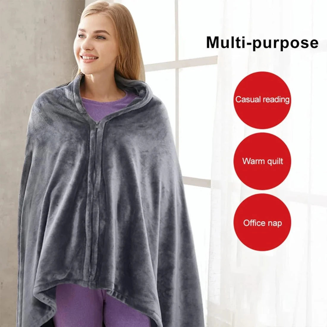 Heated Shawl with USB Power and Removable Washable Cover, 3 Heat Levels Zolana