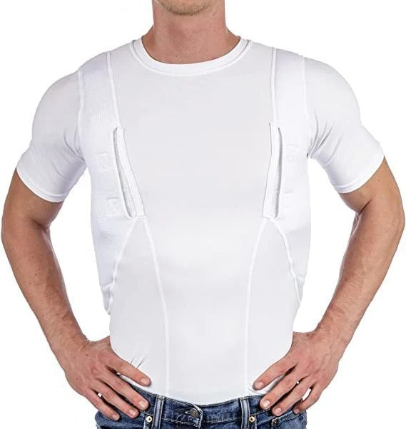 Concealed Carry Shirt with Ambidextrous Dual Holsters and Compression Fit, Low-Profile