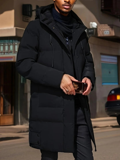 Men's Winter Coat with Water-Resistant Shell and Synthetic Insulation, Multiple Pockets