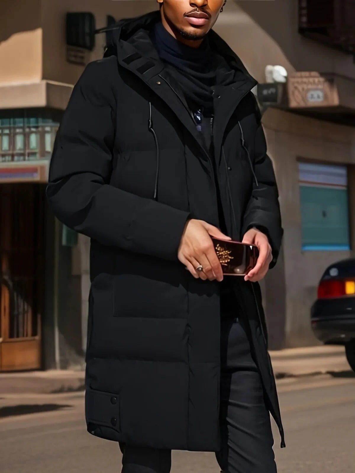 Men's Winter Jacket with Water-Resistant Shell and Insulated Quilted Lining, Mid-Thigh Zolana